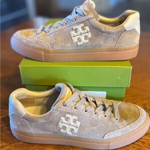Tory Burch Women’s Taupe Suede Sneakers